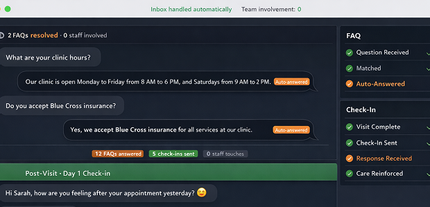 FAQ Automation & Post-visit Check-ins FAQ Automation & Post-visit Check-ins